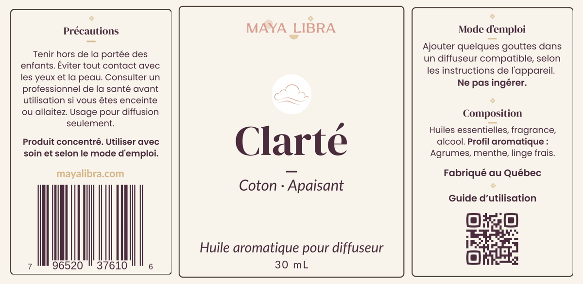 Clarté - Huile Aromatique pour Diffuseurs - Maya Libra